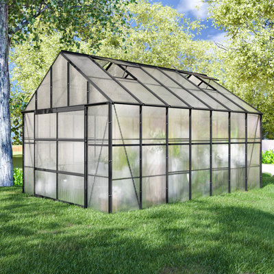 Outdoor Walk-in Greenhouse,Polycarbonate Greenhouse with Windproof Aluminum Frame,Design for Backyard or Garden Use