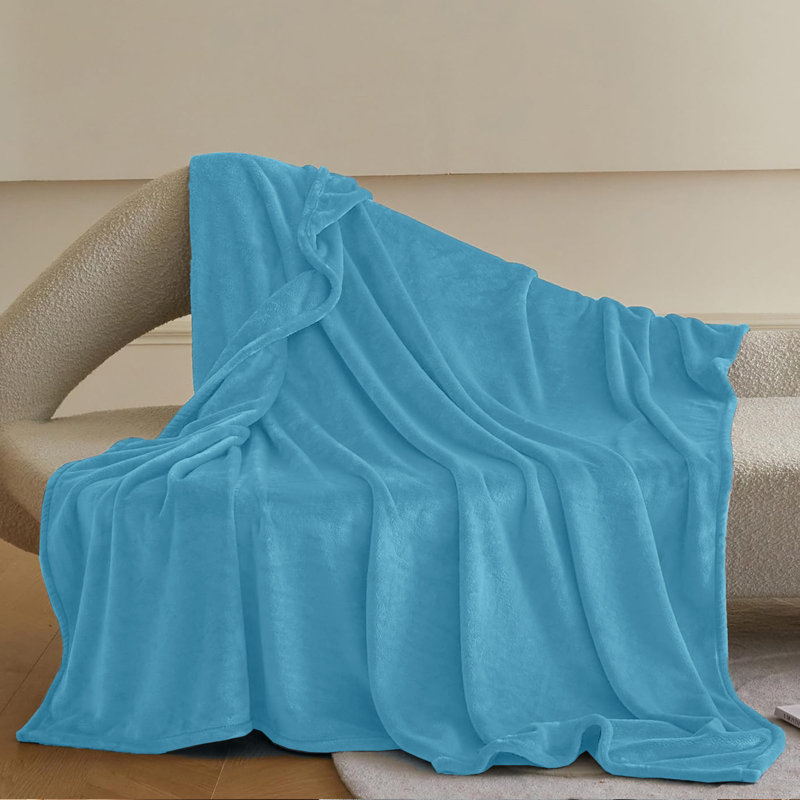  Couverture en molleton doux - Doux, chaud, lit / jeté, Lit simple, Bleu clair