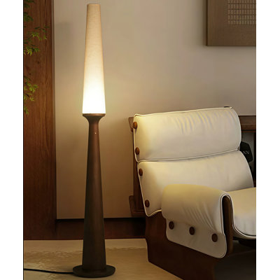 Solid wood art living room, linen fabric lampshade, floor-standing lamp