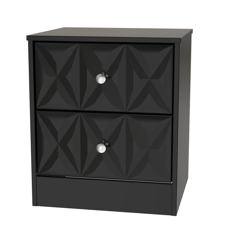 San Jose Bedside Table, Deep Black/Black Matt