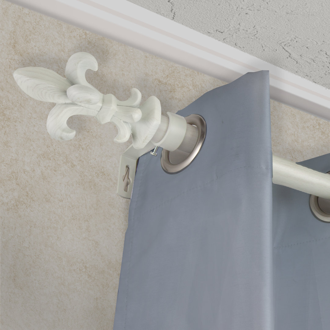 Lemoine Faux Wood Single Curtain Rod Astoria Grand 