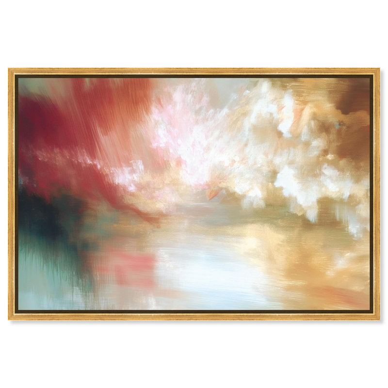 "Crimson Haze III", reproduction d'art sur toile par Bohème moderne, cadre doré, 36 x 24, H 25 po x l 37 po, Encadrement doré