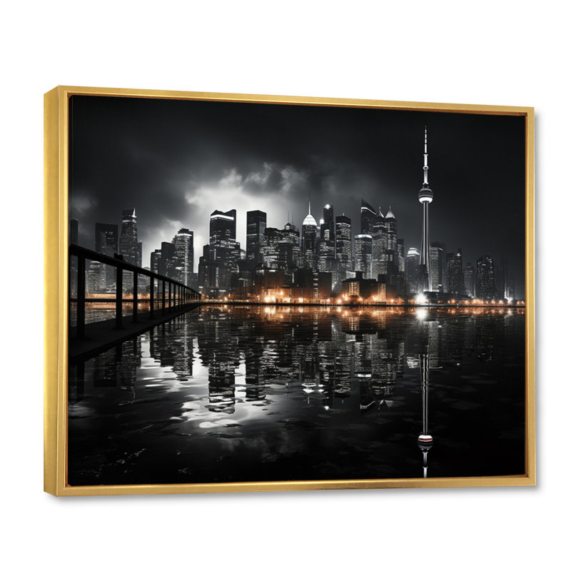 Canada Cityscape Noir I - impression, Or, H 24 po x l 32 po x P 1 po