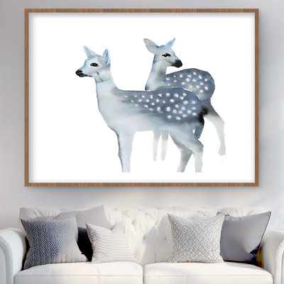 Blue fawns | Wildlife Classic Blue Framed Matted Print