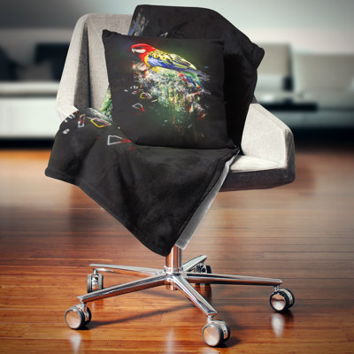 Fantaisie perroquet sur une branche - coussin imprimé animal