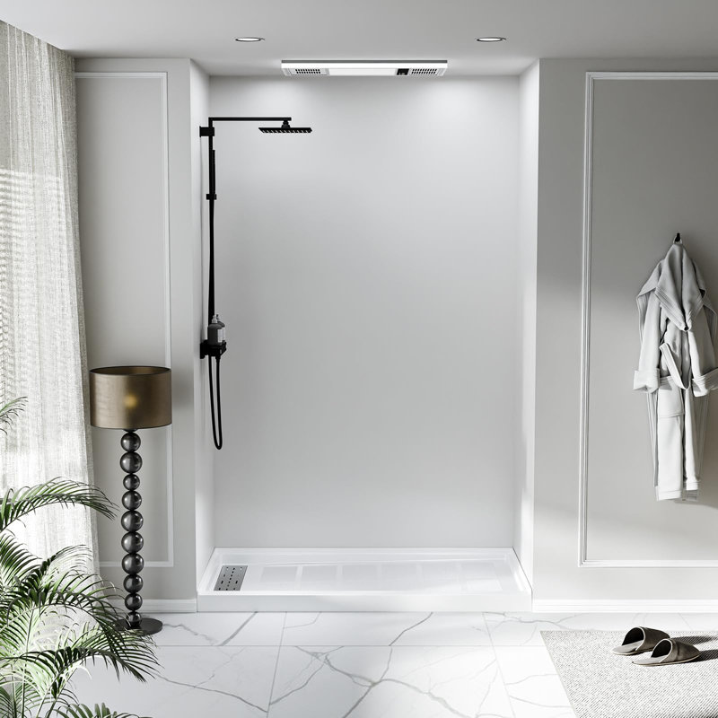 Ensemble de plancher de salle de bain 60 po x 32 po antidérapant blanc