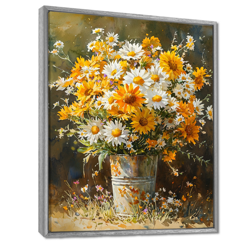 Christman - salon d'art mural floral, H 20 po x l 12 po, Impression encadrée flottante, Argent argent
