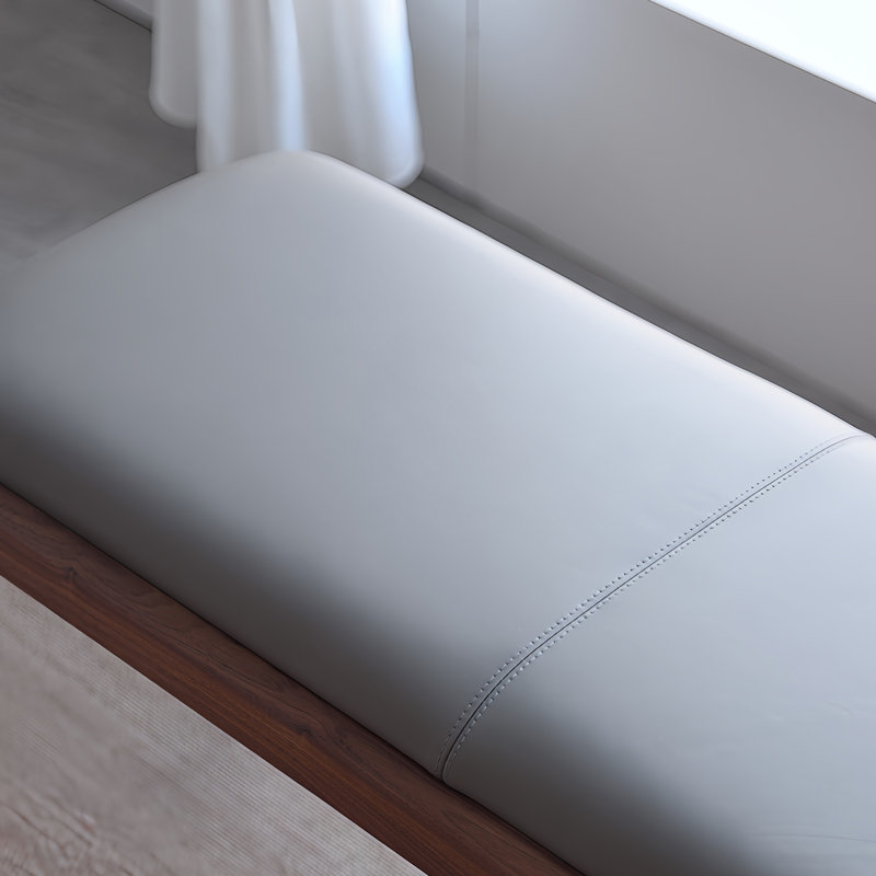 Banc rembourré en similicuir noir, H 16,92 po x l 59,05 po x P 15,74 po