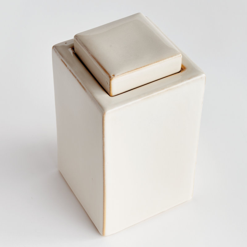 Ophelia Jar Large, 9.5" H x 5.25" W x 5.25" D, Cream