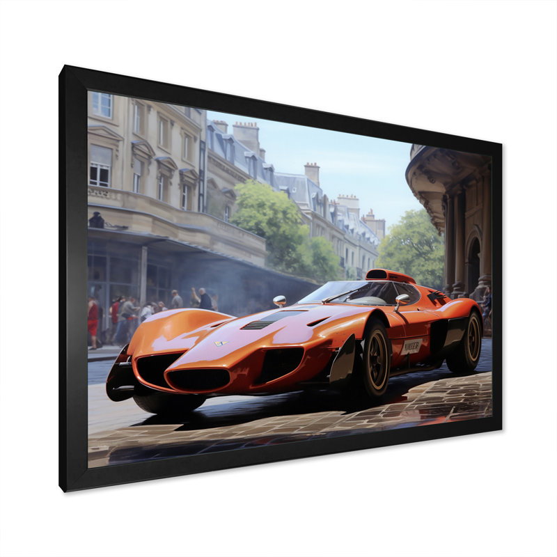 Grand Prix Retro Car I, impression sur toile, H 30 po x l 40 po x P 1,5 po, Cadre simple noir