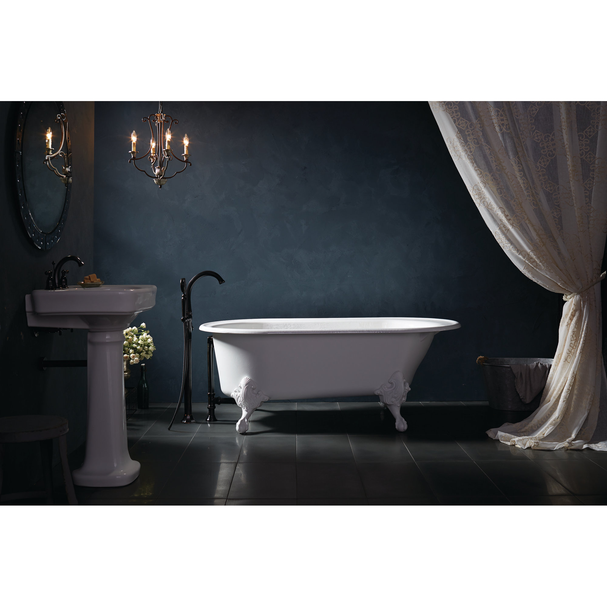 Kelston Floor-Mount Bath Filler Trim with Handshower, Oil Rubbed Bronze