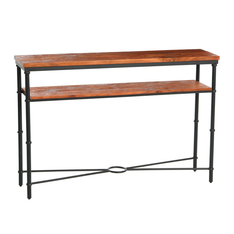 Console en bois massif et métal Saratoga, Noyer chaud