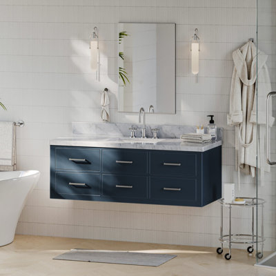Macolm 55" Wall-Mounted Single Bathroom Vanity Set