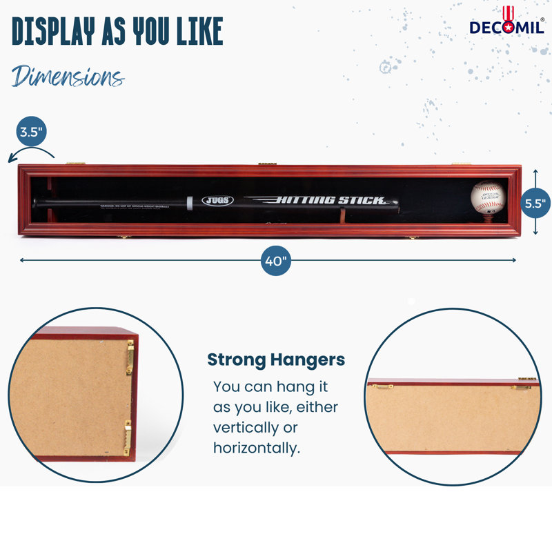 DECOMIL 5.5'' W 3.5'' D Baseball Solid Wood Ball / Puck Case