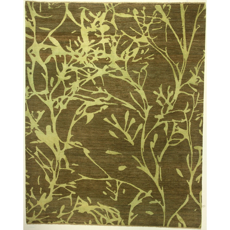 Handmade Cotton and Silk Abstract Area Rug