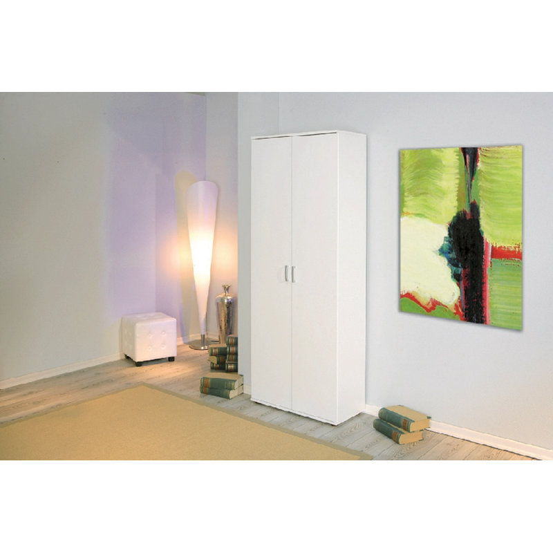 Caslyn 2-Door Wardrobe With Laminate Shelves, White