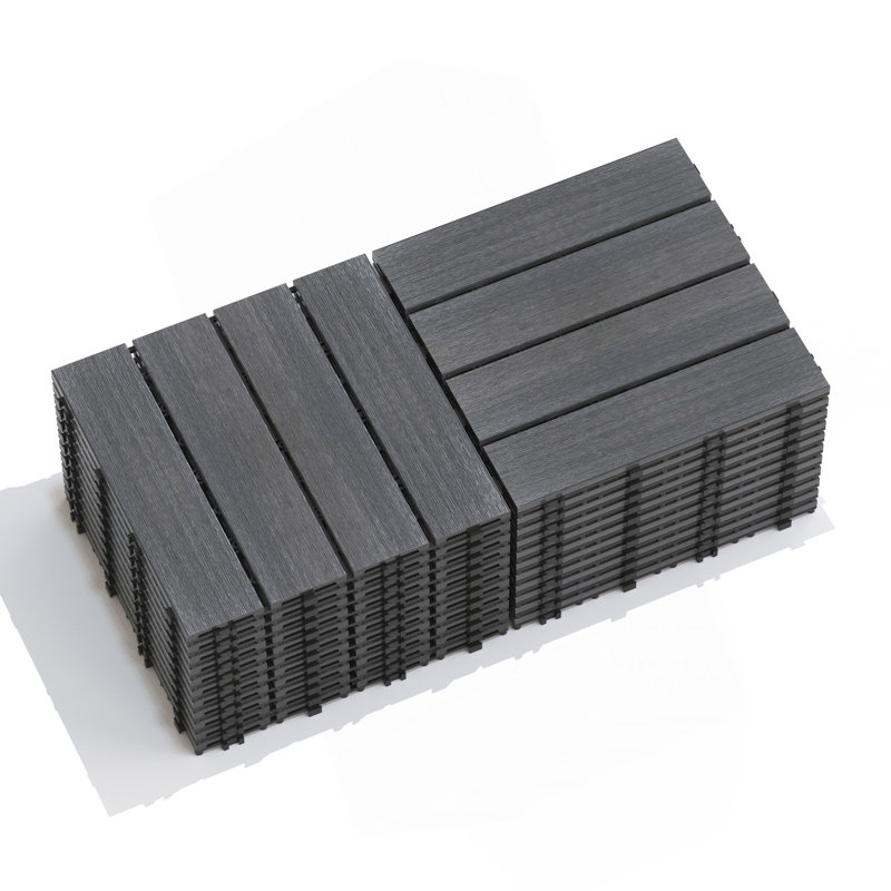 Paquet de tuiles de plancher en composite de bois et plastique 11 WPC, Gris foncé