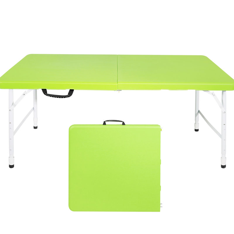 Table pliable de 4 pi pour le camping et l'extérieur, supportant un poids maximal de 135 kg, portable avec plateau fixe et imperméable, structure triangulaire stable, fabrication en acier