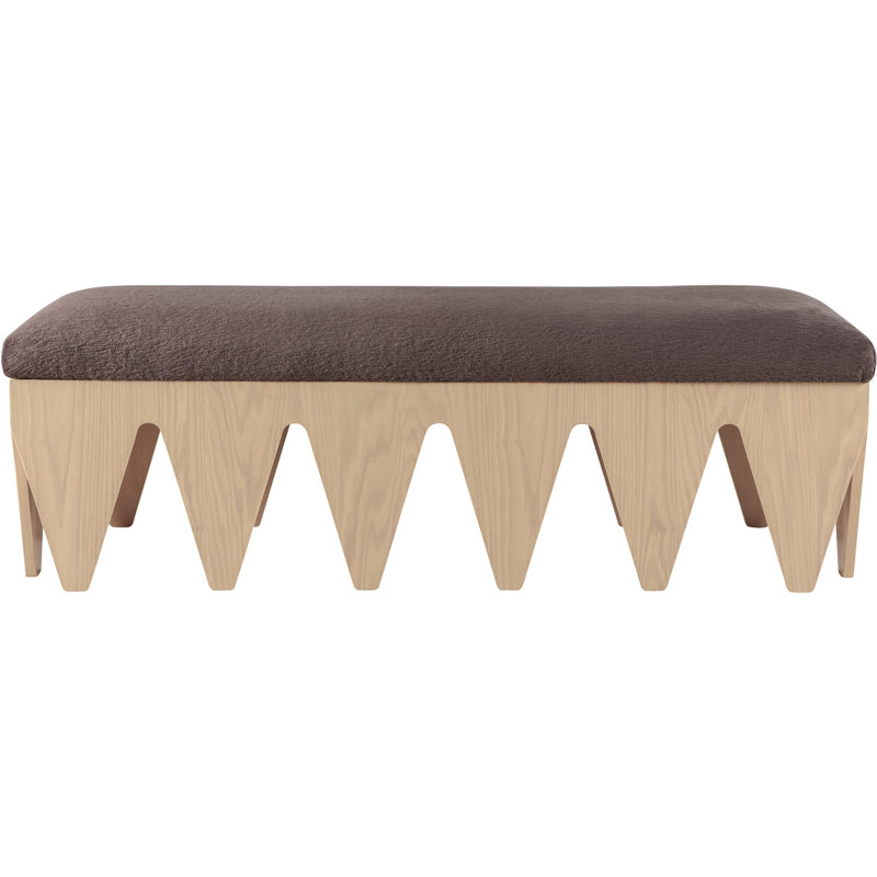 Banc en tissu Altair, Tissu de fourrure brun velours / finition naturell