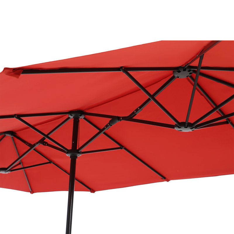 Aletse 13ft Rectangular Market Umbrella, Orange Red