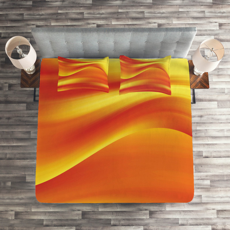 Coverlet, Orange/Brown, King Bedspread + 2 Shams
