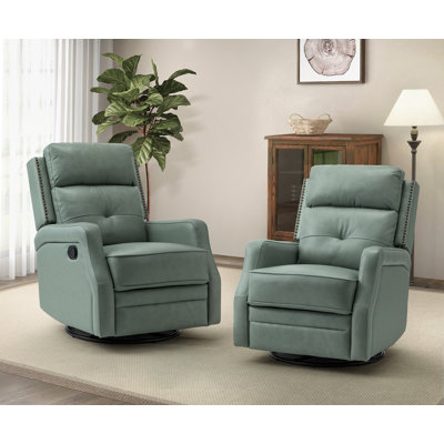 Rudisill Genuine Leather Swivel Recliner