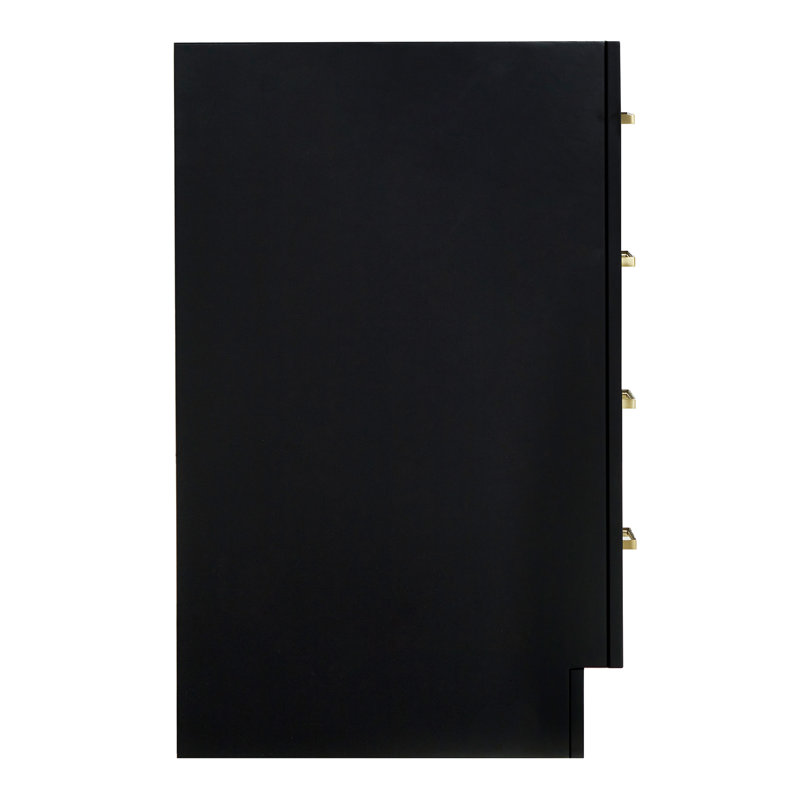 42" Single Bathroom Vanity Base only, Satin Brass, Black