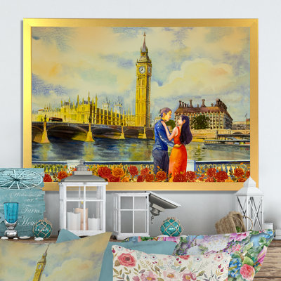 «Romantic Couple In Love In London», reproduction sur toile flottante