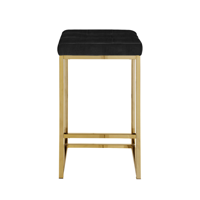 Pipe Counter Stool II In Velvet, Black