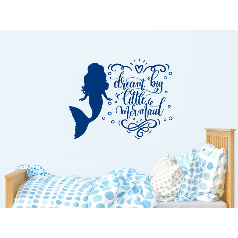 Autocollant mural Dream Big Little Mermaid, Bleu