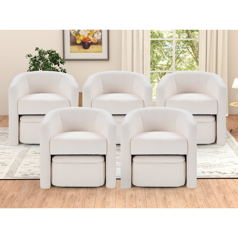 Fauteuil demi-tonneau d'appoint rembourré de 28 po de largeur avec repose-pieds, Blanc