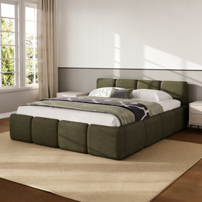 Upholstered Platform Bed With Plush Headboard & Footboard