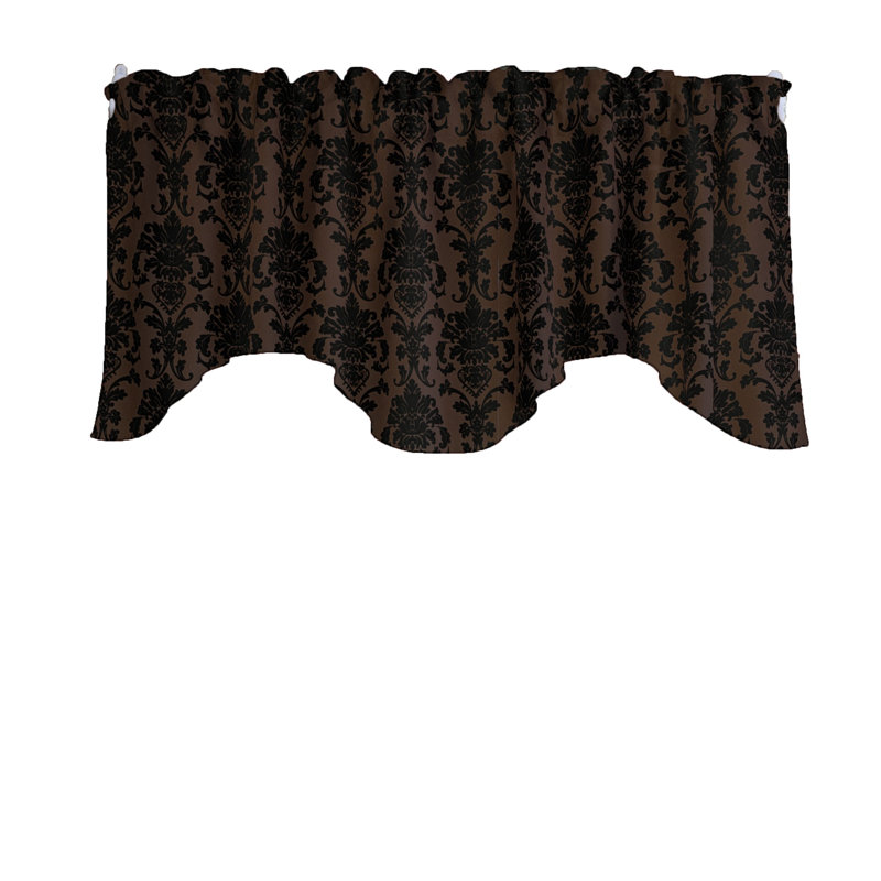 Cantonnière en popeline à motif floral ondulé 58 po, Brun