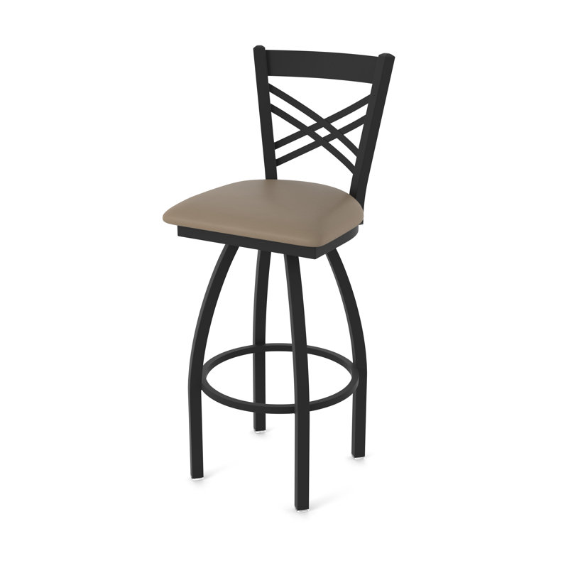 820 Catalina Swivel Stool, Black Wrinkle, Vinyl-Canter Earth, Extra Tall (36" Seat Height)