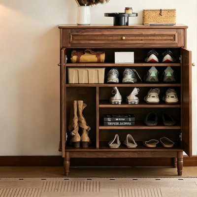Copper Handle Retro Shoe Storage Cabinet
