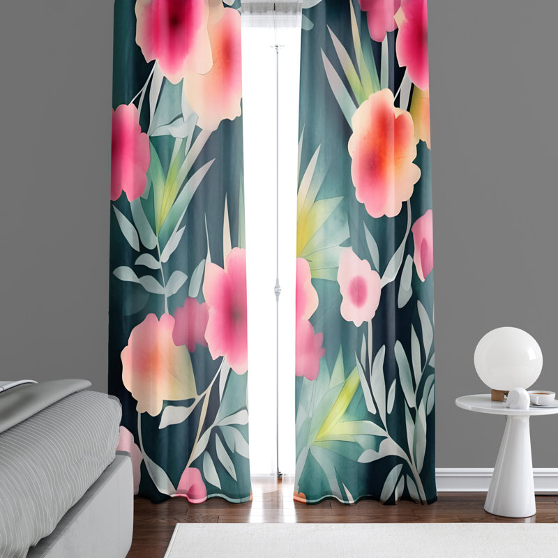 Paire de rideaux semi-transparents en polyester Dhirender, L 40 po x L 61 po