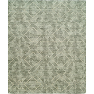 Bahati Hand Loomed Wool Geometric Area Rug in Green