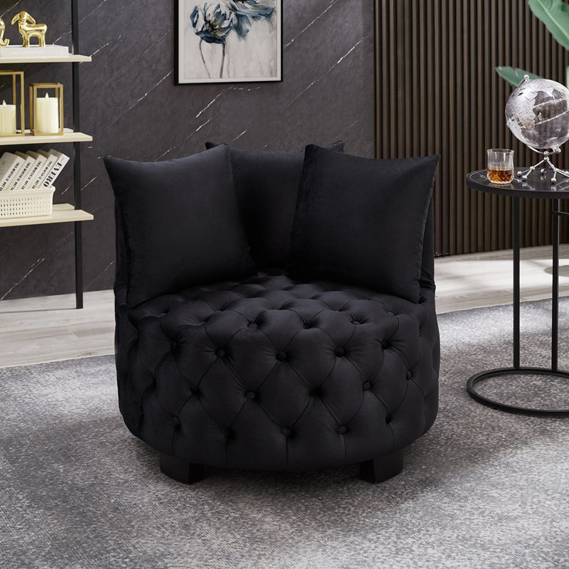 Chaise d'appoint contemporaine rembourrée et capitonnée, Noir