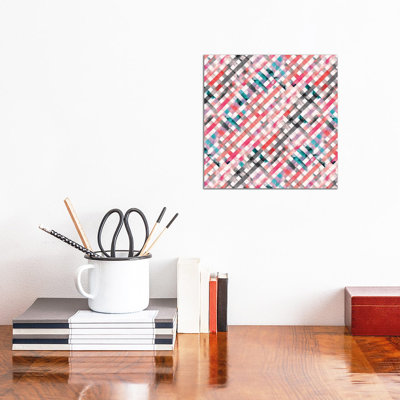 Vichy Pink Gingham Squares Watercolor by Ninola Design - Wrapped Canvas Gallery-Wrapped Canvas Giclée