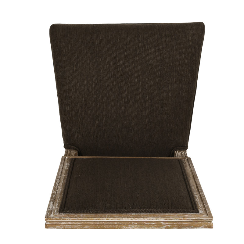 De 2 sièges de salle à manger français - Tissu d'ameublement brun, pieds rectangulaires cannelés en forme de chaises de campagne avec et