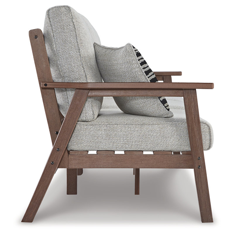 Emmeline Beige & Brown Transitional Outdoor Sofa with Cushions