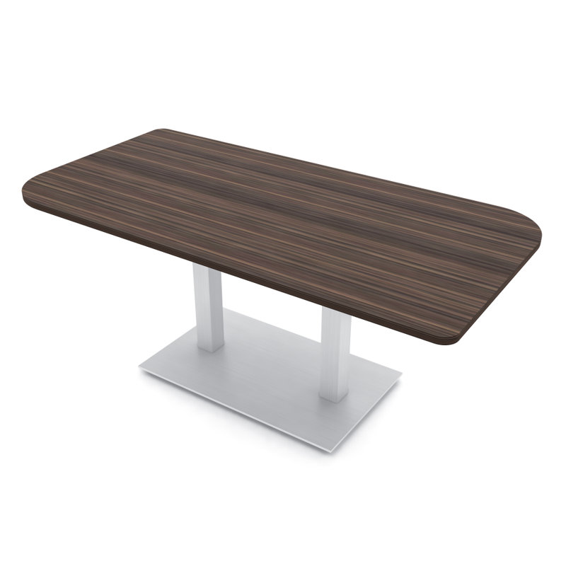 Table de conférence Ogren Duo, L 72 po x l 36 po, Eucalyptus naturel, Argent argent
