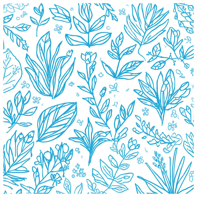 Coussins Blue Botanical Line Art, 18 po x 18 po