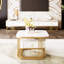 Nesting Coffee Table Set Marble Effect Drawer Gold Metal Legs Side End Units Living Room Furniture Base, White & Gold
