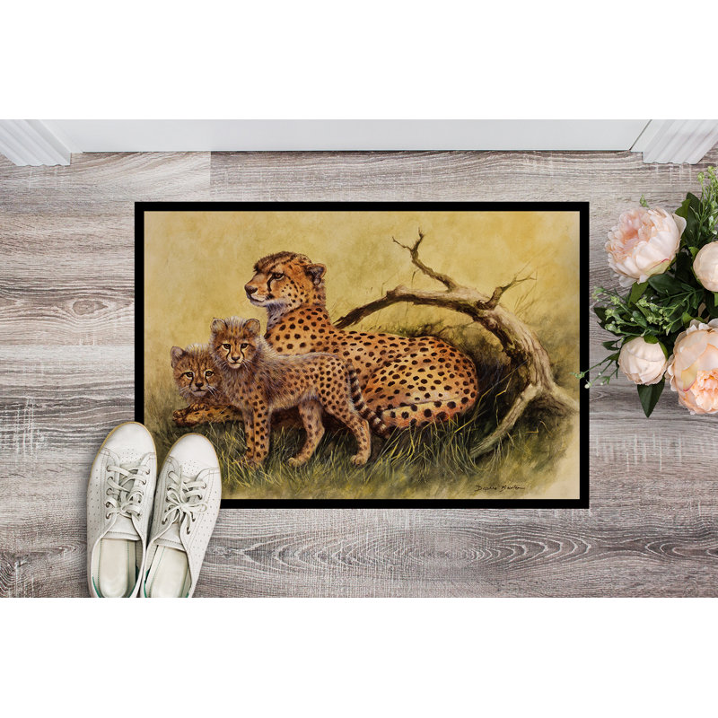 Tapis de porte d’extérieur antidérapant cheetahs, Rectangle 2 pi x 3 pi