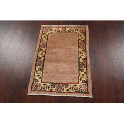 Tapis beige en laine noué à la main de conception unique 2 pi x 2 pi 10 po New Age