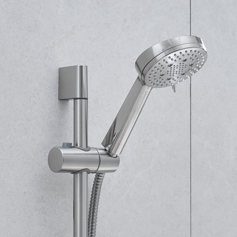 10Inch Shower System, Slide Bar Shower Faucets Sets Complete Round Shower Heads And 5Spray Handheld Combo, Wall Mounted Matte Black Shower Faucet