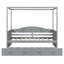 Lit de jour simple à baldaquin avec lit gigogne gris, conception intemporelle, lit confortable, quatre colonnes, L 77,6 po x l 41,3 po H 66,1 po profil épuré, espace privé, construction,-1050199386