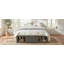 Structure de lit plateforme grand format avec 4 tiroirs de rangement et un casier de rangement au pied de lit, sans tête de lit, design moderne et peu encombrant - gris antique