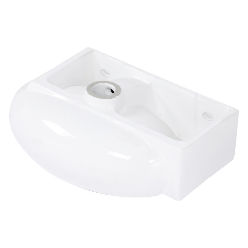 White Ceramic Wall Mounted Bathroom Sink, 16X11 Inch, Low Water Absorption, Acid Resistance 16.5L" X 11"W, Mounted, To Stains And Tarnish